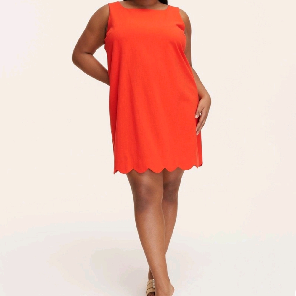 NWT Kate Spade Vibrant Orange Scalloped Mini Shift Dress